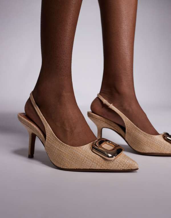 ̵ С ǥ ѥץ 塼 River Island raffia slingback pumps in...