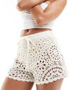 【送料無料】 アンドアザーストーリーズ レディース ハーフパンツ・ショーツ ボトムス & Other Stories crochet knit shorts with drawstring waist in off white Off-white(4)