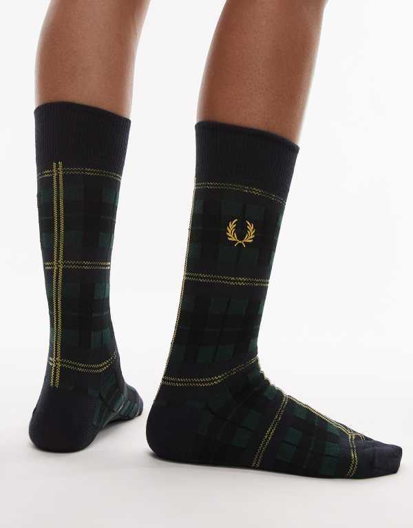 ̵ եåɥڥ꡼ ǥ   Fred Perry tartan check socks in navy ...