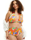 【送料無料】 エイソス レディース ボトムスのみ 水着 ASOS DESIGN Curve mix and match high waist bikini bottom in vibrant abstract print VIBRANT ABSTRACT(4)