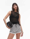 【送料無料】 トップショップ レディース ベスト トップス Topshop knit sheer stitchy top in black Black
