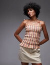 【送料無料】 トップショップ レディース タンクトップ トップス Topshop shirred cami in rainbow stripe Rainbow