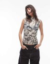 【送料無料】 トップショップ レディース ベスト トップス Topshop crinkle bow print sleeveless top in black ...