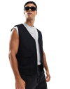 【送料無料】 エイソス メンズ タンクトップ トップス ASOS DESIGN utility vest in black Black(4)