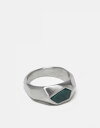 【送料無料】 エイソス メンズ リング アクセサリー ASOS DESIGN waterproof stainless steel hexagonal ring with moss agate in silver tone SILVER