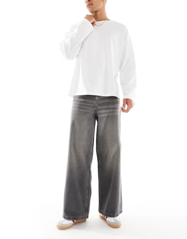 エイソス メンズ ボトムス デニムパンツ ジーンズ ASOS DESIGN super baggy jeans in washed WASHED BLACK ブラック