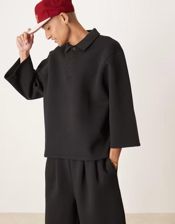 ̵   ѡå  ASOS DESIGN oversized 3/4 sleeve scuba...