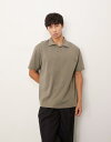 【送料無料】 エイソス メンズ ポロシャツ トップス ASOS DESIGN heavyweight relaxed polo in khaki SMOKEY ...