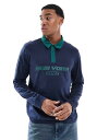 【送料無料】 アナザーインフルエンス メンズ ポロシャツ トップス Another Influence long sleeve rugby top in nav...