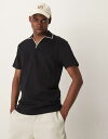【送料無料】 セレクテッドオム メンズ ポロシャツ トップス Selected Homme split neck polo shirt in black Bla...