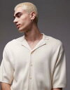 【送料無料】 トップマン メンズ ポロシャツ トップス Topman knit polo with camp collar in ecru Ecru