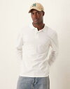 【送料無料】 エイソス メンズ ポロシャツ トップス ASOS DESIGN long sleeve smart pique polo in white WHI...