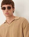 【送料無料】 エイソス メンズ ポロシャツ トップス ASOS DESIGN oversized knit rib notch neck polo in bei...