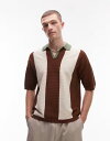 【送料無料】 トップマン メンズ ポロシャツ トップス Topman color block knit camp collar polo shirt in sa...