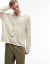 【送料無料】 トップマン メンズ ポロシャツ トップス Topman long sleeve crochet polo shirt in stone STONE