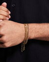 【送料無料】 エイソス メンズ ブレスレット・バングル・アンクレット アクセサリー ASOS DESIGN festival waterproof stainless steel 4 pack mixed chains bracelets in gold GOLD