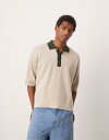 【送料無料】 エイソス メンズ ポロシャツ トップス ASOS DESIGN oversized fit knit textured polo in ecru ...