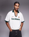 【送料無料】 エイソス メンズ ポロシャツ トップス ASOS DESIGN cropped oversized polo with chest embroid...