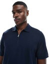 【送料無料】 ジャック アンド ジョーンズ メンズ ポロシャツ トップス Jack & Jones zip polo shirt in navy Navy Bl...