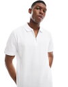 【送料無料】 ジャック アンド ジョーンズ メンズ ポロシャツ トップス Jack & Jones 1/4 zip polo shirt in white Wh...