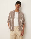 【送料無料】 エイソス メンズ ポロシャツ トップス ASOS DESIGN relaxed knit button through polo with flo...