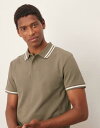 【送料無料】 エイソス メンズ ポロシャツ トップス ASOS DESIGN pique polo with white tipping in khaki Du...