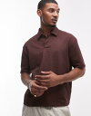 【送料無料】 トップマン メンズ ポロシャツ トップス Topman oversized boxy fit polo with seersucker strip...
