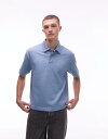 【送料無料】 トップマン メンズ ポロシャツ トップス Topman oversized boxy fit polo with seersucker strip...