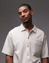 【送料無料】 トップマン メンズ ポロシャツ トップス Topman oversized fit textured striped button down je...