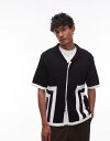 【送料無料】 トップマン メンズ ポロシャツ トップス Topman relaxed fit knit shirt with border design in ...