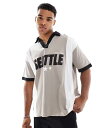【送料無料】 エイソス メンズ ポロシャツ トップス ASOS DESIGN oversized polo shirt with city print in b...