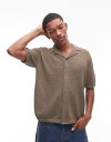 【送料無料】 トップマン メンズ ポロシャツ トップス Topman relaxed camp collar button up shirt with jers...