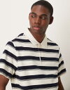【送料無料】 マンゴ メンズ ポロシャツ トップス Mango knit stripe polo shirt in blue and white WHITE
