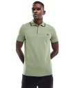 【送料無料】 フレッドペリー メンズ ポロシャツ トップス Fred Perry twin tipped polo shirt in green OLIVMNT...