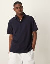 【送料無料】 マンゴ メンズ ポロシャツ トップス Mango textured polo shirt in navy NAVY
