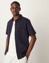 【送料無料】 マンゴ メンズ ポロシャツ トップス Mango button-up jersey polo shirt in navy NAVY