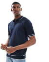 【送料無料】 スリードベア メンズ ポロシャツ トップス Threadbare short sleeve knit polo shirt in navy wit...