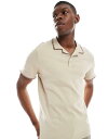 【送料無料】 スリードベア メンズ ポロシャツ トップス Threadbare cotton rich polo top in beige STONE