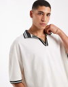 【送料無料】 エイソス メンズ ポロシャツ トップス ASOS DESIGN oversized pique polo shirt with contrast ...