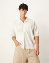 【送料無料】 エイソス メンズ ポロシャツ トップス ASOS DESIGN relaxed floral knit texture button throug...