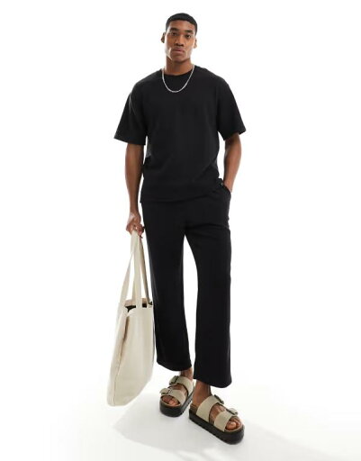 【送料無料】 プルアンドベアー メンズ カジュアルパンツ ボトムス Pull&Bear textured pants in black - part of a set Black 【送料無料】 プルアンドベアー メンズ カジュアルパンツ ボトムス Pull&Bear textured pants in black - part of a set Black