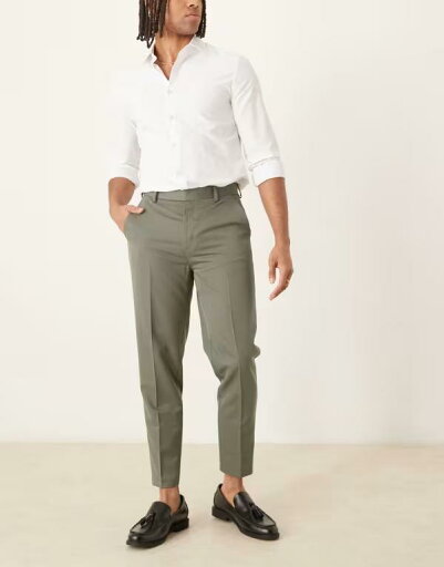 【送料無料】 エイソス メンズ カジュアルパンツ ボトムス ASOS DESIGN tapered fit dress pants in green GREEN 【送料無料】 エイソス メンズ カジュアルパンツ ボトムス ASOS DESIGN tapered fit dress pants in green GREEN