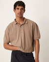 【送料無料】 エイソス メンズ ポロシャツ トップス ASOS DESIGN oversized drop shoulder polo shirt in sto...