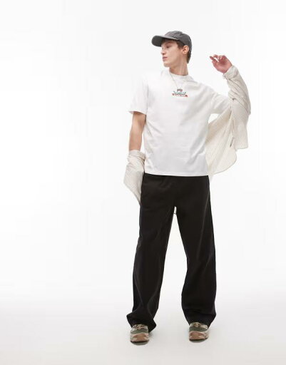 【送料無料】 トップマン メンズ カジュアルパンツ ボトムス Topman baggy fit chino twill pants in black Black 【送料無料】 トップマン メンズ カジュアルパンツ ボトムス Topman baggy fit chino twill pants in black Black