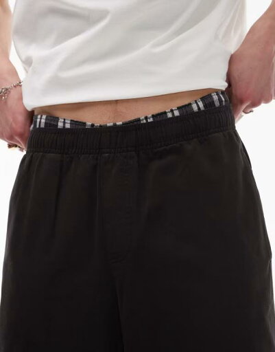 【送料無料】 トップマン メンズ カジュアルパンツ ボトムス Topman baggy fit chino twill pants in black Black