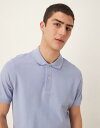 【送料無料】 マンゴ メンズ ポロシャツ トップス Mango jersey revere collar polo in pale green LIGHT GREEN