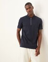 【送料無料】 エイソス メンズ ポロシャツ トップス ASOS DESIGN breatheMAX heavyweight zip polo in navy S...