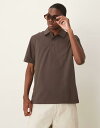 【送料無料】 マンゴ メンズ ポロシャツ トップス Mango textured polo shirt in chocolate Chocolate