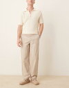 【送料無料】 マンゴ メンズ カジュアルパンツ ボトムス Mango Fran linen blend straight leg pants in beige BEIGE