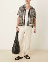 【送料無料】 マンゴ メンズ カジュアルパンツ ボトムス Mango straight leg linen mix pants with elastic waist in beige BEIGE